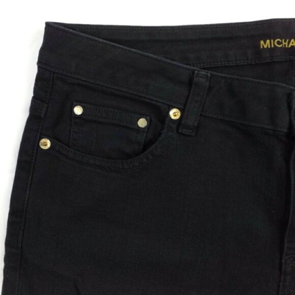 Michael Kors Izzy Black Cropped Ripped Skinny Raw Hem Skinny Jeans Womens 10 NWT - Picture 10 of 15